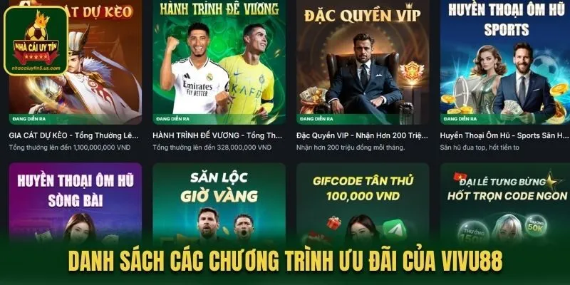 Danh sách các chương trình ưu đãi của Vivu88