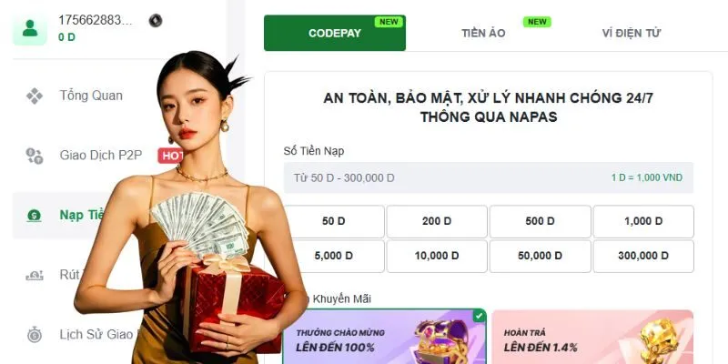 Hệ thống nạp rút tiền luôn được đánh giá cao